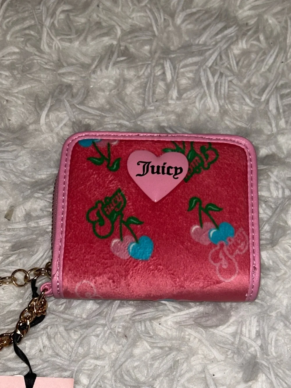 Juicy Couture Cherry Gelato Pink Lemonade Retro Zip Around Wallet Pink NEW